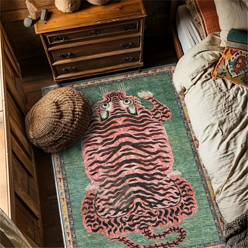Tiger Carpet Bottom Washable Tibetan Tibetan Tiger Persian 카펫 장식 Ethnic  Kitchen Living Room Bedroom Mat Washable Area decor