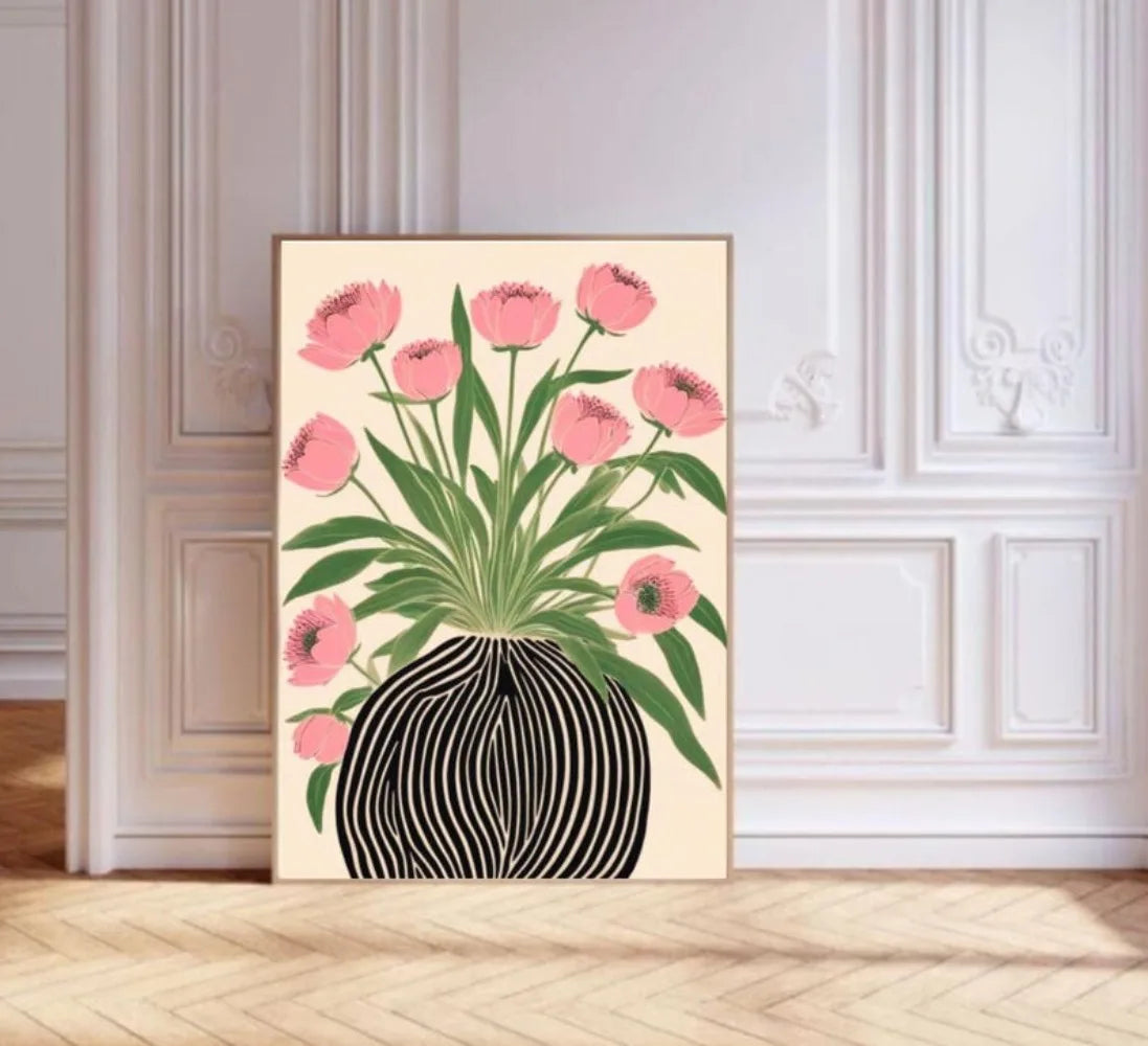 A Frameless Floral Poster,Matisse Wall Art,Pastel Print,Flower Paintings in Vases,Color Paintings,for Home Room Decoration,Gifts