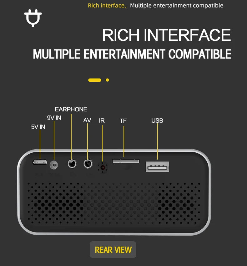 YT500 plug-in connection for mobile projector, home theater entertainment, compatible with Android/iOS/TV box/audio/TF/USB