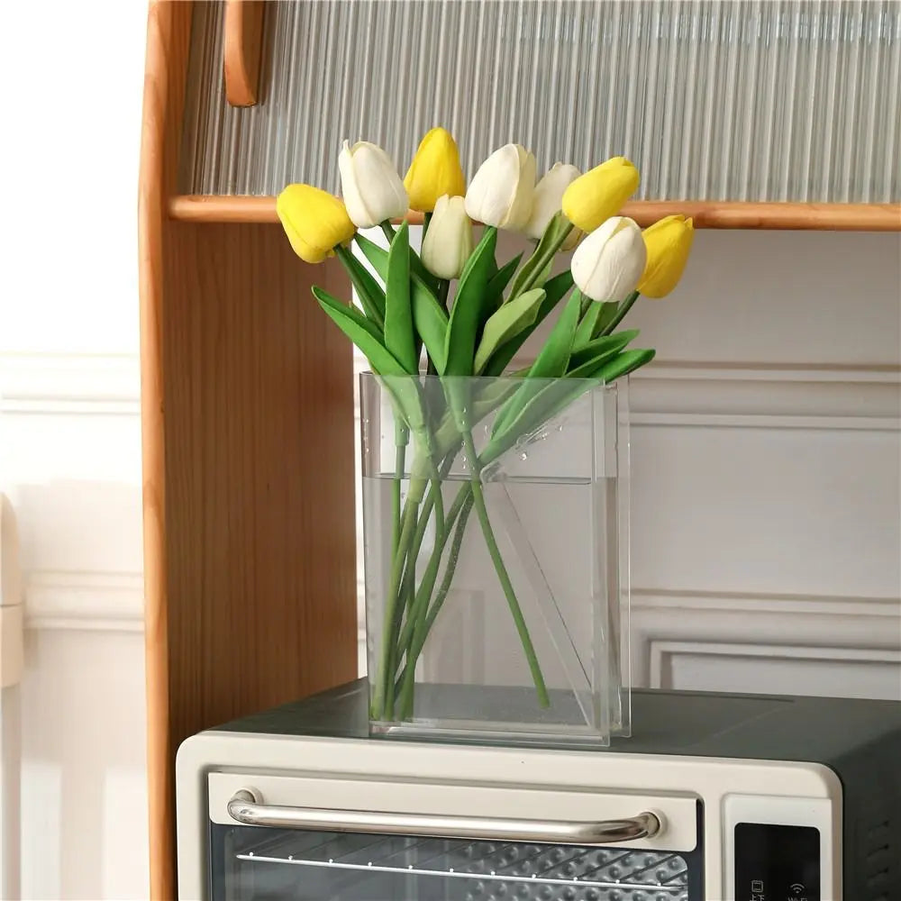 Clear Acrylic Vase Desktop Vase Bookshelf Decor Book Shape Vase for Hotel Home Office Wedding Decoration