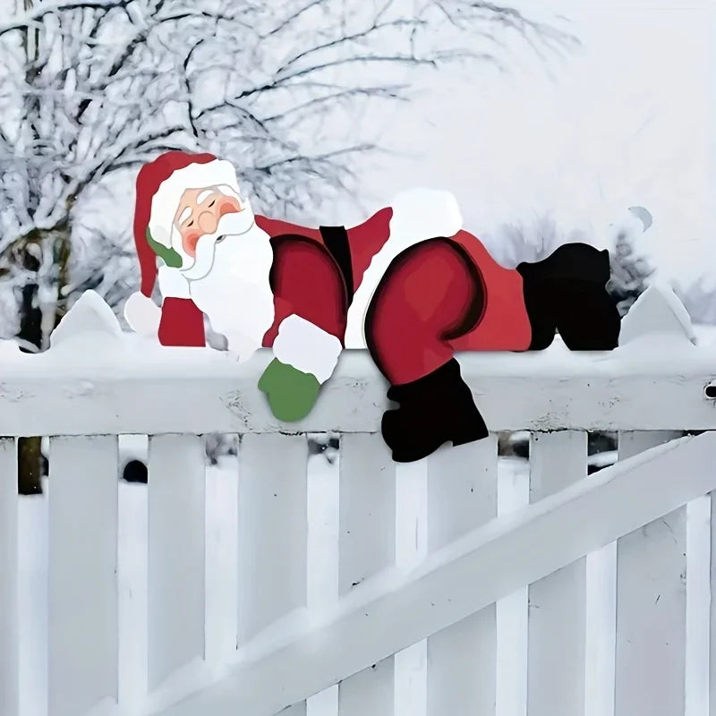 Santa Claus lawn decoration, fence bracket installation, holiday Christmas garden decoration, holiday decoration
