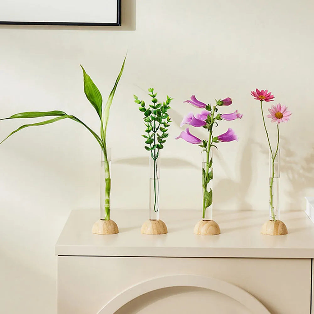 Hydroponic Vase Bamboo Based Bottle Flower Pot Arrangement Home Decoration PS Office Decoration