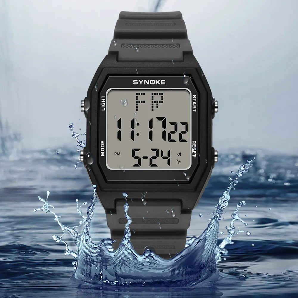 SYNOKE Digital Watches Men Military Sports Luminous Chronograph Waterproof Male Electronic Wrist Watches Square Watch