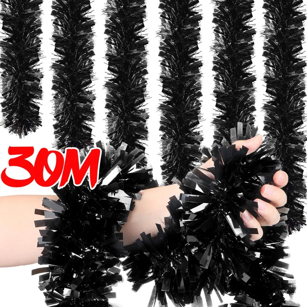 Halloween Black White Ribbon Garland DIY Xmas Tree Hanging Ornament Christmas Wedding Holiday Birthday Party Decoration Supplies