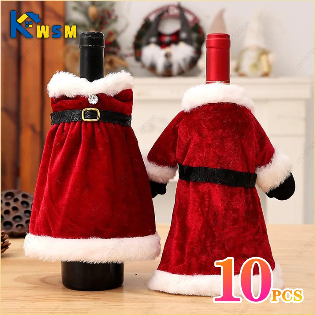 10PCS New Christmas Wine Covers Christmas Decoration Christmas Dresses Dresses Wine Bottle Covers Creative Wine Covers Home