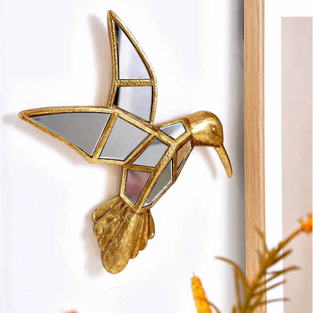 1PC, resin material gold sparrow locust home decoration wall hanging, family party animal house creative hanging ornament