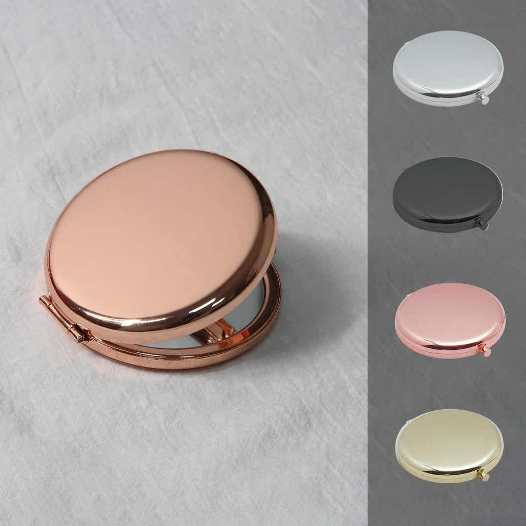 1pc Double-Sided Small Mirror Portable Doublesided Metal Makeup Mirror Foldable 1X 2X Magnifying Cosmetic Pocket Mirrors