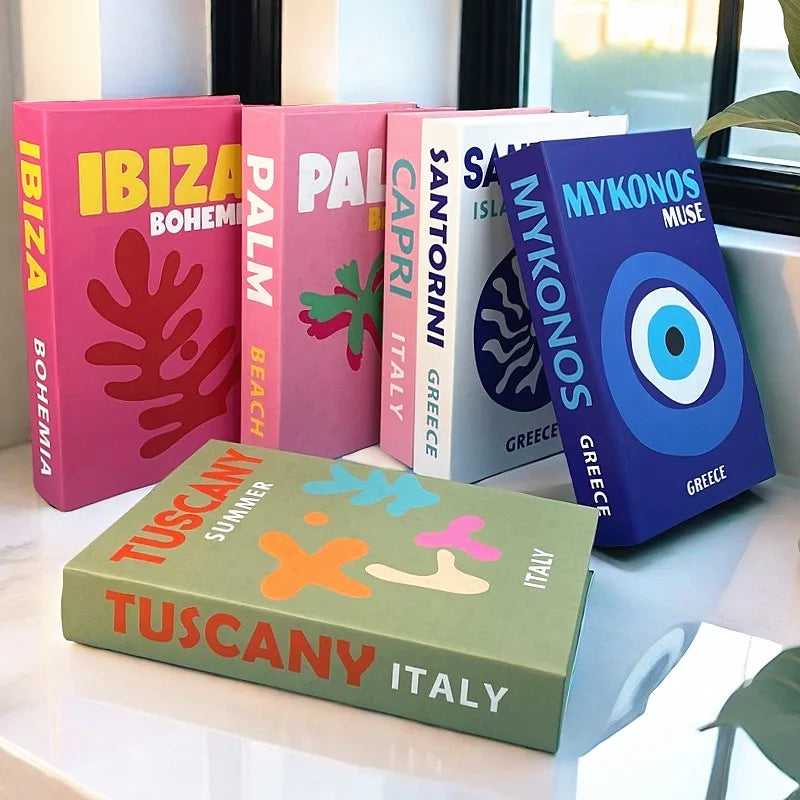 2025 Travel Series Luxury Fake Book Storage Box Decorative Books Home Decor Bedroom Coffee Table Ornament Interior Decoration