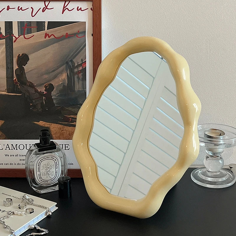 Acrylic Korean Style Mirror Cute Bedroom Small Irregular Hand Wavy Mirror Twisted Wonderland Art Spiegel Wand Home Decorations
