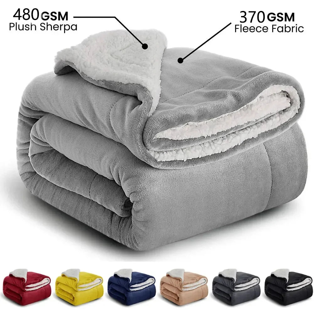 1Pcs Large Sherpa Fleece Blanket Double Thick Soft Warm Bed Sofa Throw Blanket Double King Size Winter Warm Blanket New