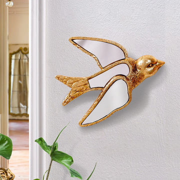 1PC, Golden Swallow Home Decoration craft wall hanging, with a special design of resin material surface inlaid with mirror