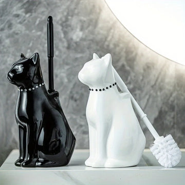 Ceramic Dog Shaped Toilet Brush Anti Drip Base with Sturdy Bracket for Deep Cleaning Toilet Brush Accessories Bathroom  Tools