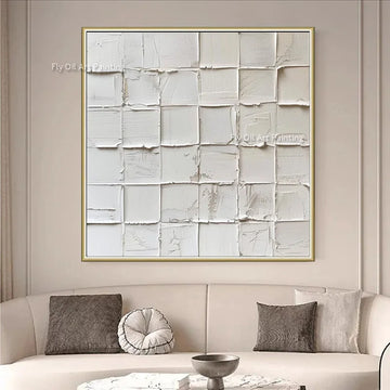 Pure White Handpainted Abstract Blocks Oil Painting New Design Black And Yellow Wall Art On Canvas For Room Decor As Gifts