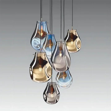 H5-Italian Design Color Glass Pendant Light Bedside Bar Counter Coffee Shop Restaurant Modern Irregular Shaped LED Chandelier