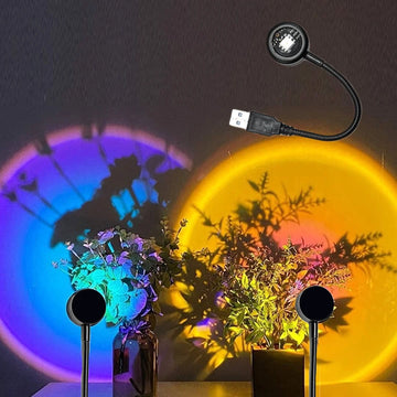 USB LED Sunset Lamp Atmosphere Night Lights Projector Photography Wall Ambience Lamp For Festival Gift Bedroom Decoration Light