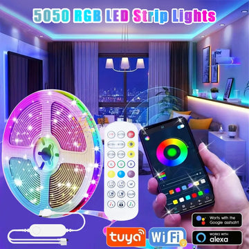 Smart RGB LED Strip Lights USB 5050 Tuya WIFI APP Control Flexible Lamp Tape Room Decor Works with Alexa Google Assisant