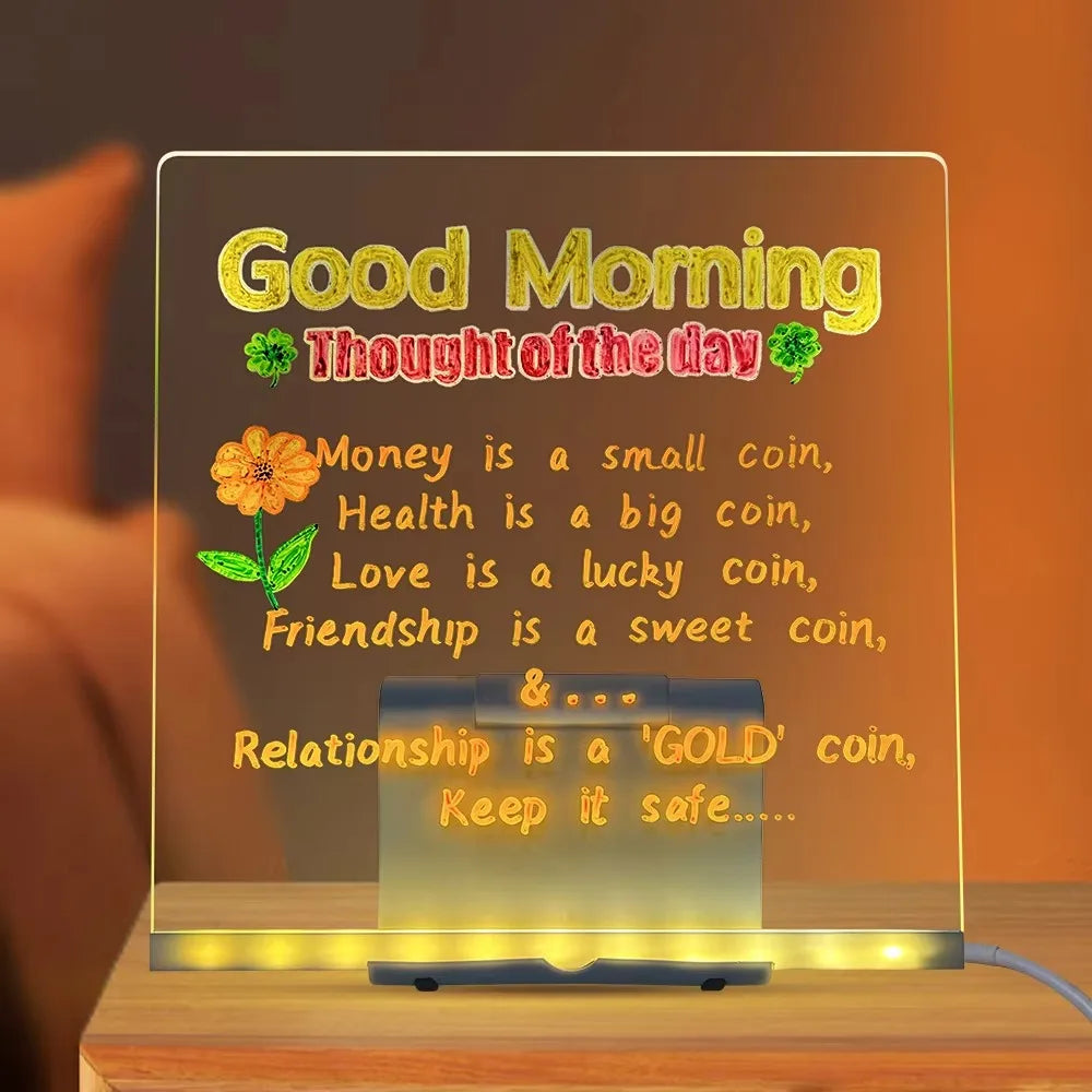 LED Acrylic Boards Light Message Board Erasable USB Children's DIY Drawing Board  for Birthday Gifts Advertising Boards Lights
