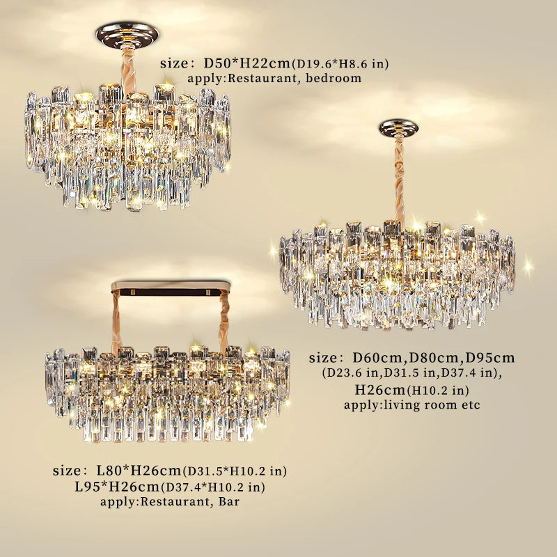 Loft Pendant Lighting Crystal Chandelier Ceiling for Dining Room Modern Led Ceiling Hanging Lamp for Living Room Villa