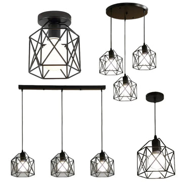 1Pc Vintage Pendant Light Led Modern Hanging Lamp for Industrial Ceiling Light Fixture Metal Cage Pendant Lighting Island