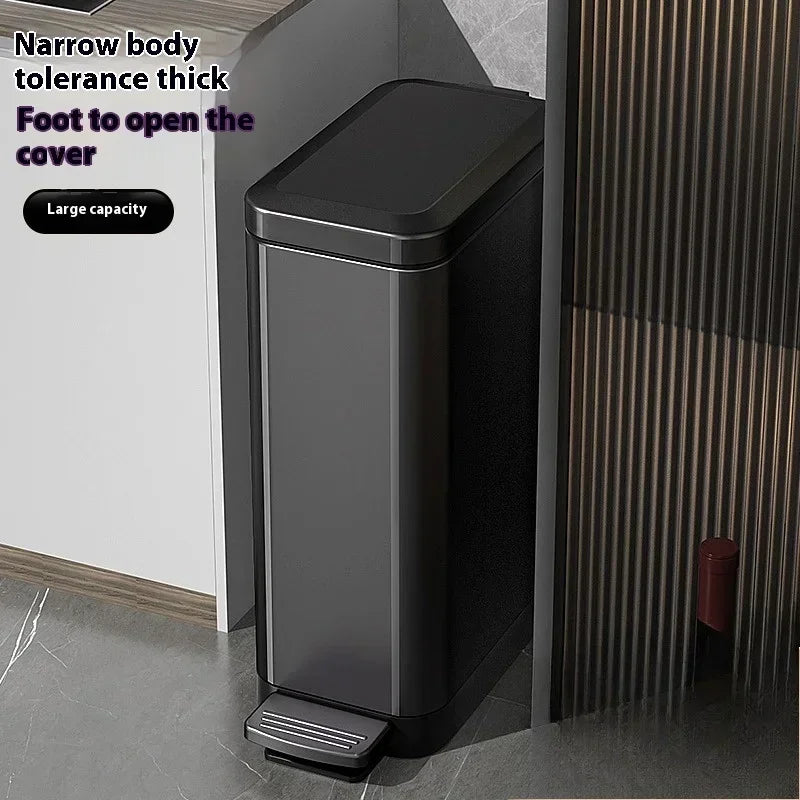 12/15/18L Wastebasket Treadle with Lid Stainless Steel Odor Resistant Home Trash Bin Kitchen Bathroom Large Capacity Garbage Can