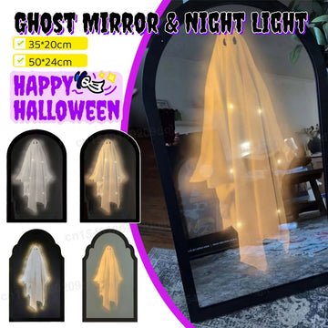 Halloween Ghost Mirror Night Light Cute Halloween Home Accessories Spooky Halloween Hologram Ghost Halloween Decor