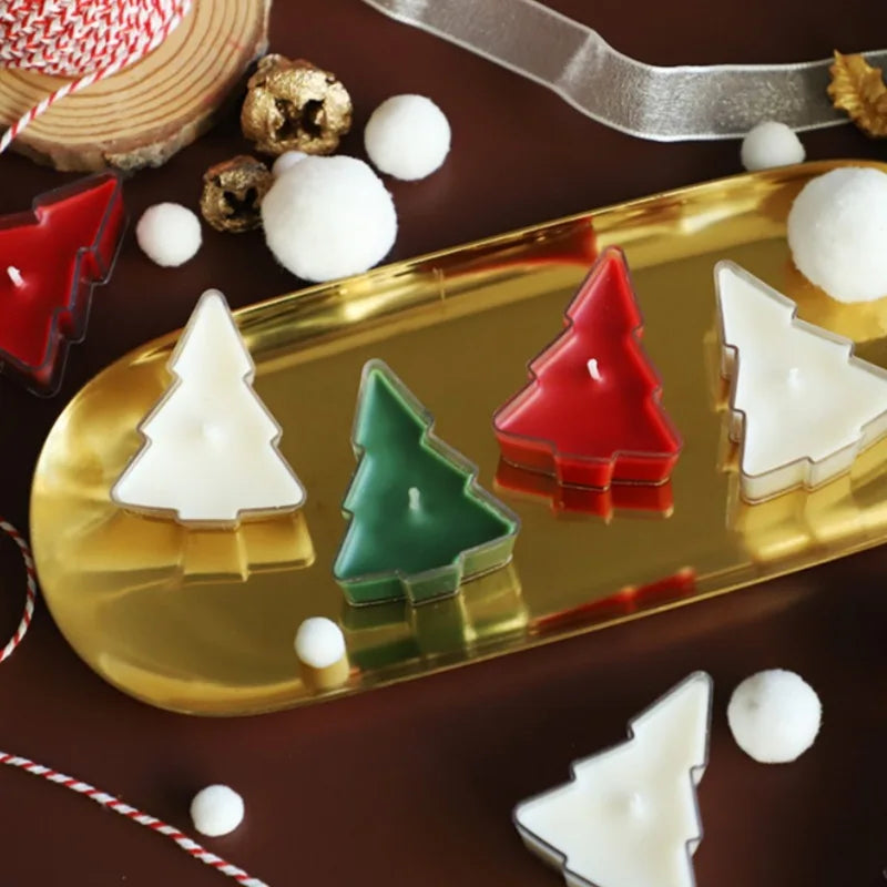 1/2/4Pcs Christmas Tree Shape Candle Small Scented Handmade Tea Lights Candles for Xmas New Year Gifts Home Party Desktop Decor