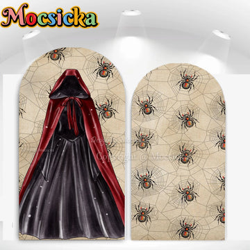 Mocsicka Custom Chiara Arch 2-sided Backdrop Happy Halloween Reaper Spider Background Decor Kid Birthday Party Photobooth Studio