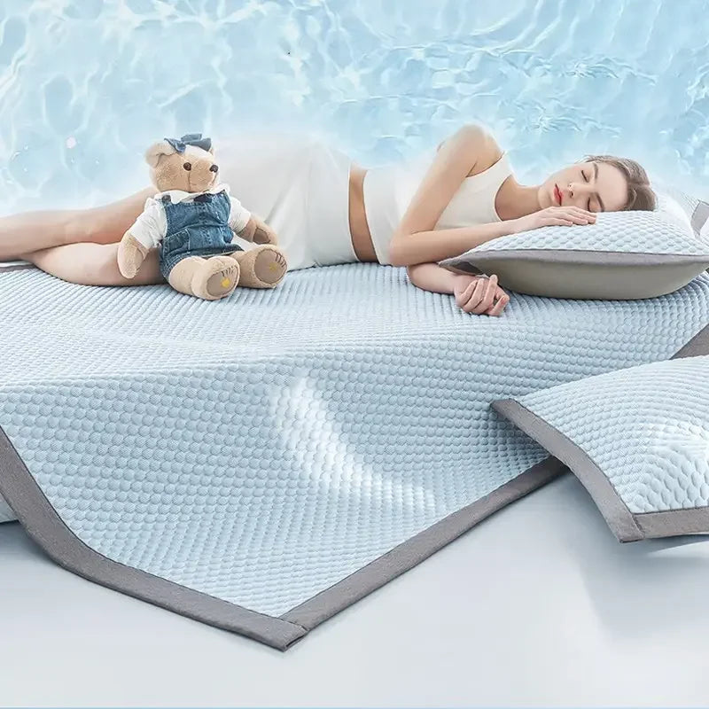 Cooling Bed Sheet Ice Silk Cold Feeling Mattress Cover for Summer Hot Weather Breathable Washable Bedding Use No Pillowcase