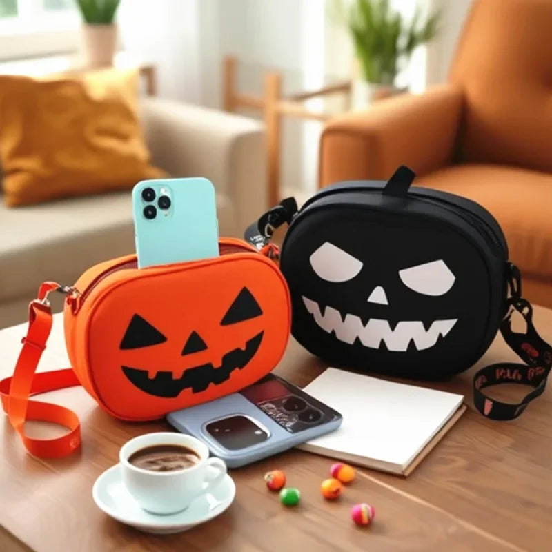Halloween Silicone Makeup Bag with Zippered Compartments Portable Cosmetic Organizer for Travel Christmas Birthday Gift
