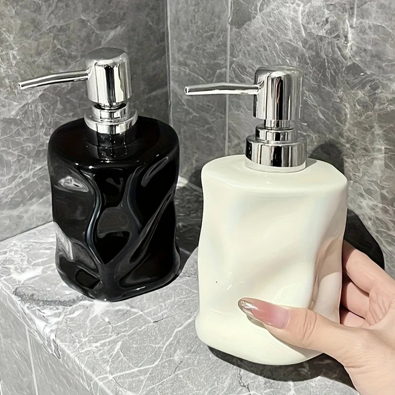 Glacier Ceramic Bottle Shaped Dispenser Bottle Luxury Soap Dispenser for Bathroom Kitchen Home Decor Bathroom Accessory Gift