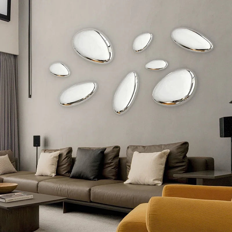 Hotel Pendant European Style Imitation Stainless Steel Goose Egg Stone Wall Decoration Creative Water Drop Wall Decoration