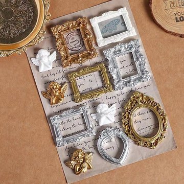 12Pcs Dollhouse Frame Ornament Mini Albums Mini Picture Frame European Retro Picture Frame Exquisite Relief Shooting Props