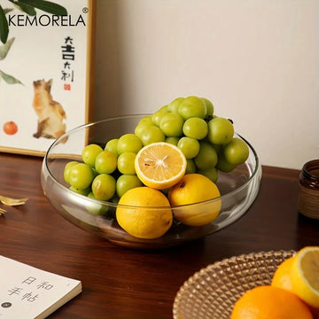 KEMORELA 1pc Glass Fruit Bowl Stackable Footed Design Ideal For Snacks Salads Perfect For Kitchen Counter Decor Tabletop Display