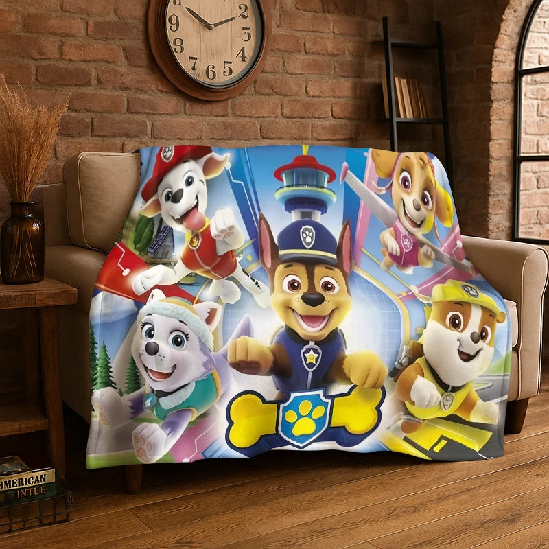 Cartoon P-Patrol Cute Dog Flannel Blanket Soft Warm Throw Blanket for Bedroom Living Room Bed Travel Camping Picnic Gift kids