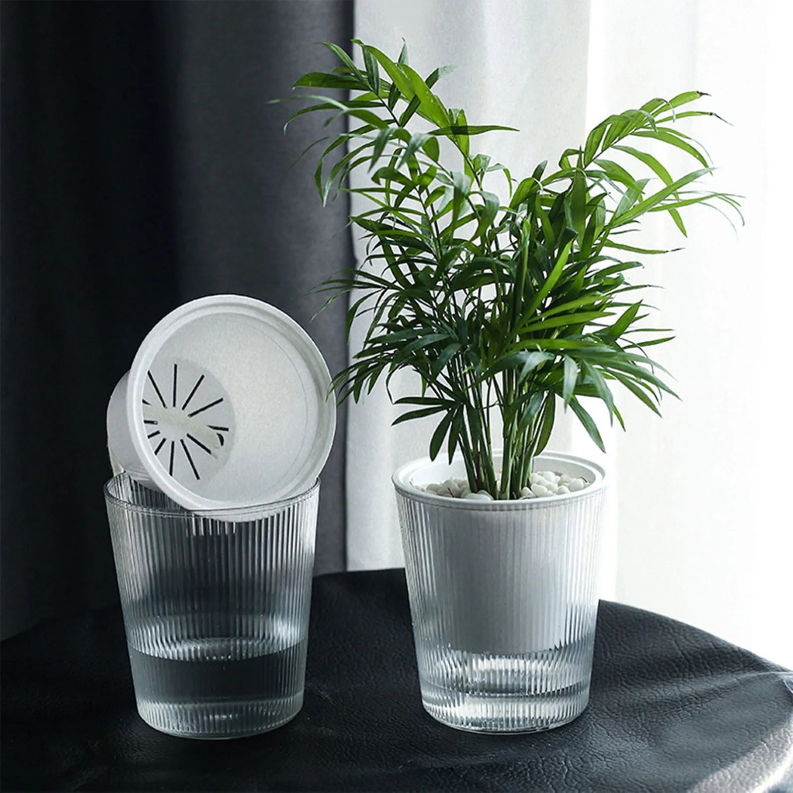 Clear Self Watering Planters Pots Household Anti Rot Self-Watering Planters for Living Room Plants Flowers