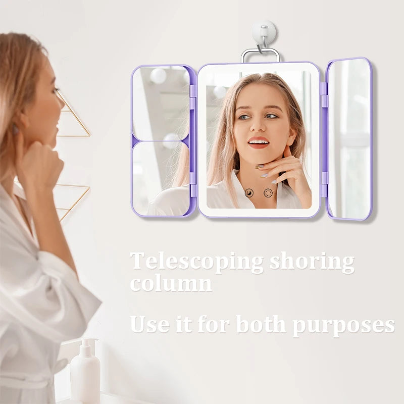 SEJOY Makeup Mirror with Lights, 1X 3X 7X Magnifying Mirror, Touch Control, Trifold Makeup Mirror, Portable LED Makeup Mirror