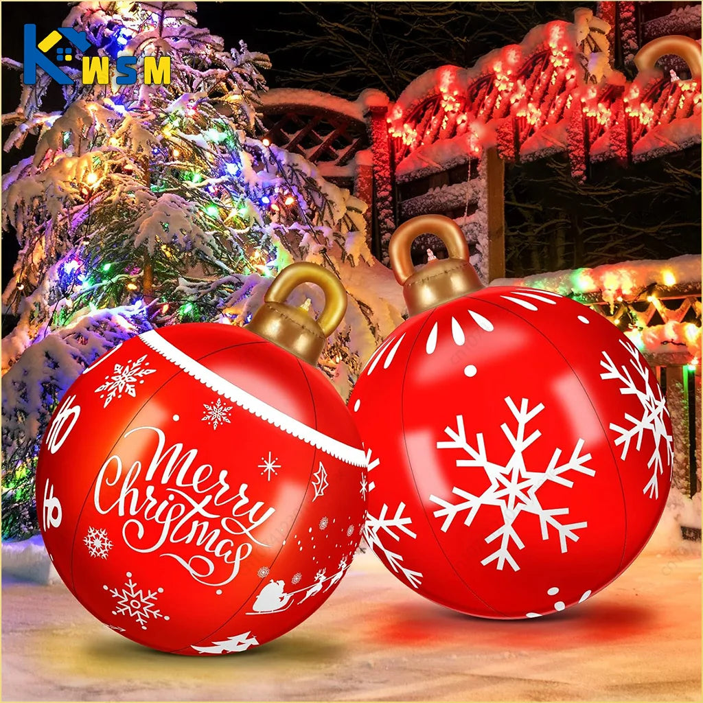 Hot Sale Outdoor Christmas Inflatable Decorated Ball Pvc Giant Big Large Balls Xmas Tree Decorations Toy Ball Without Light