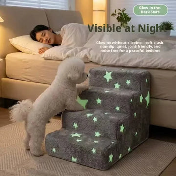 3/4 Noctilucent Star Shape Pets Steps Foam Dogs Secure Stairs Ramps Non-Slip Pet Steps for Protect Older Dogs Pet Sofa Bed Ladde
