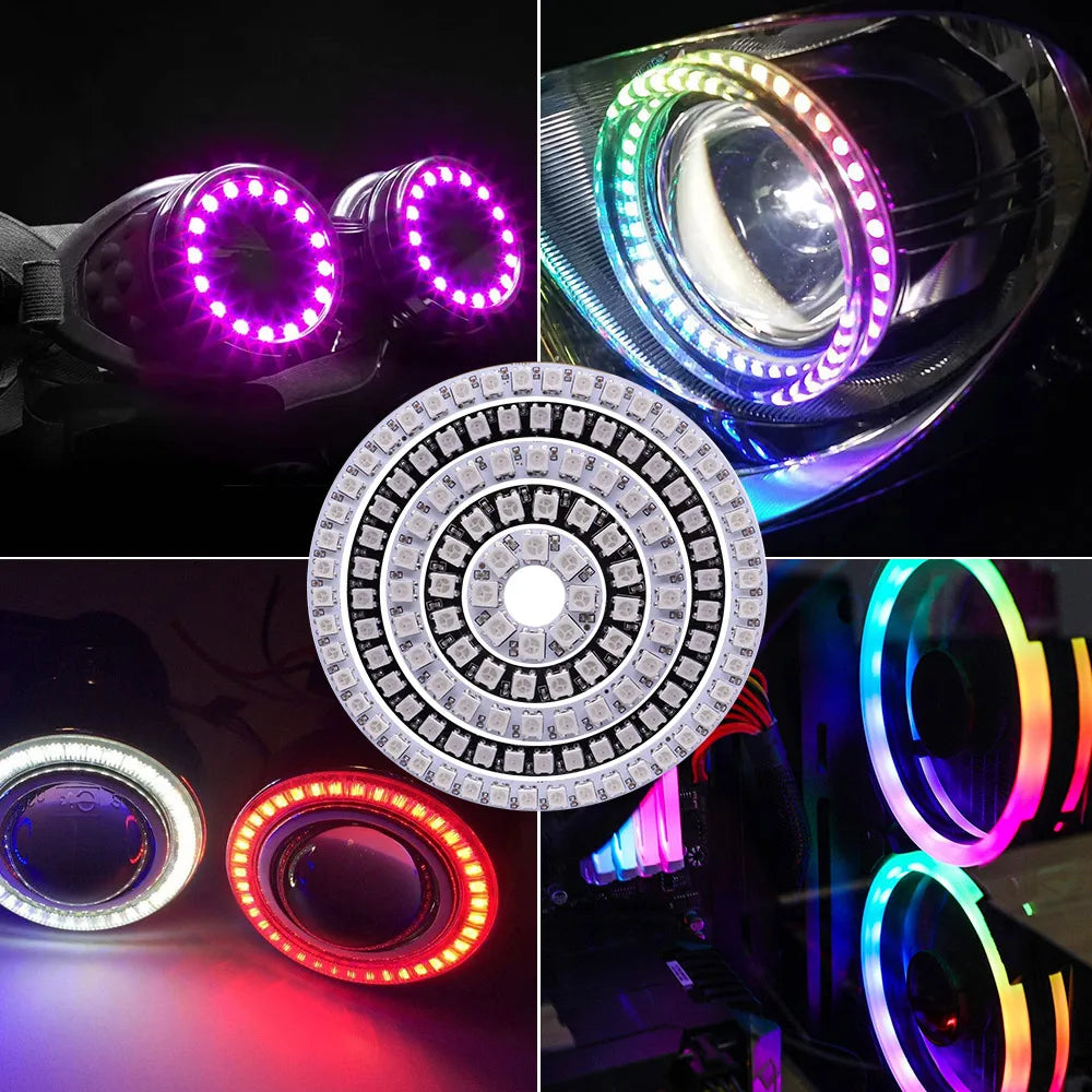 WS2812B USB Led Pixel Ring Light 8/16/24/35/45 SMD5050 RGB 17Keys RF Controller WS2812 AddressabIe Lighting For Home Decoration