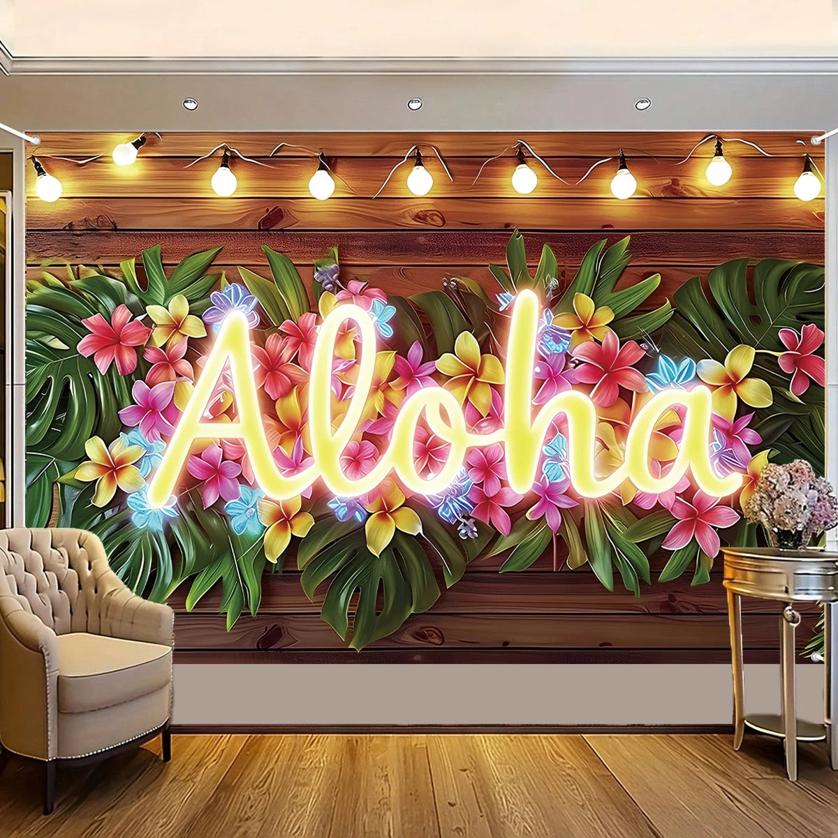 Hawaiian Backdrop Hawaii Luau Tropical Party Decorations Kids Favors Background Cloth ALOHA Summer Beach Birthday Party Supplies
