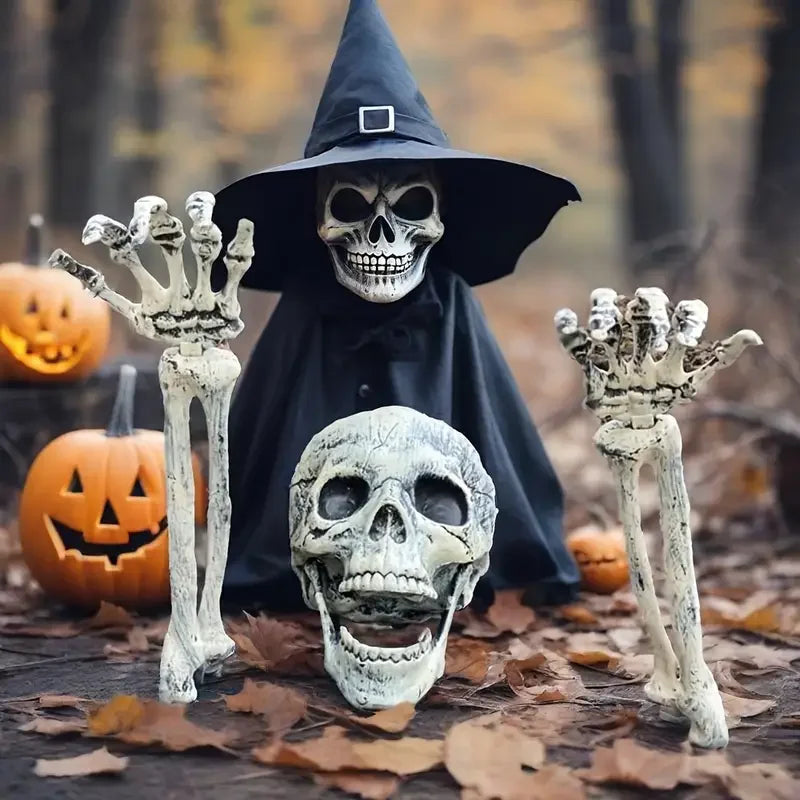 1-6PCS Halloween Decoration Skeleton Hand Bone Yard Insert Ghost Arm Prop for Haunted House Outdoor Party Horror Scene Decor