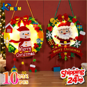 1-10pcs Luminous Christmas Garland Pendant DIY Ornaments Kit for Kids Kindergarten Home Classroom Christmas Party Decoration
