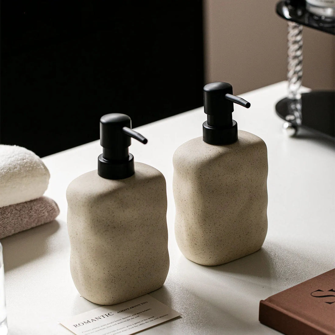 Coarse Pottery Liquid Soap Dispenser Simple Home Soap Dispenser Hand Sanitizer Bath Gel Shampoo PressBottle Bathroom Accessories