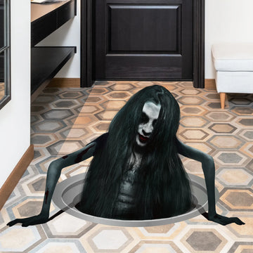3D Halloween Floor Decals Scary Halloween Zombie Stickers for Living Room Spooky Blind Women Scratching Floor Stickers Art Deco