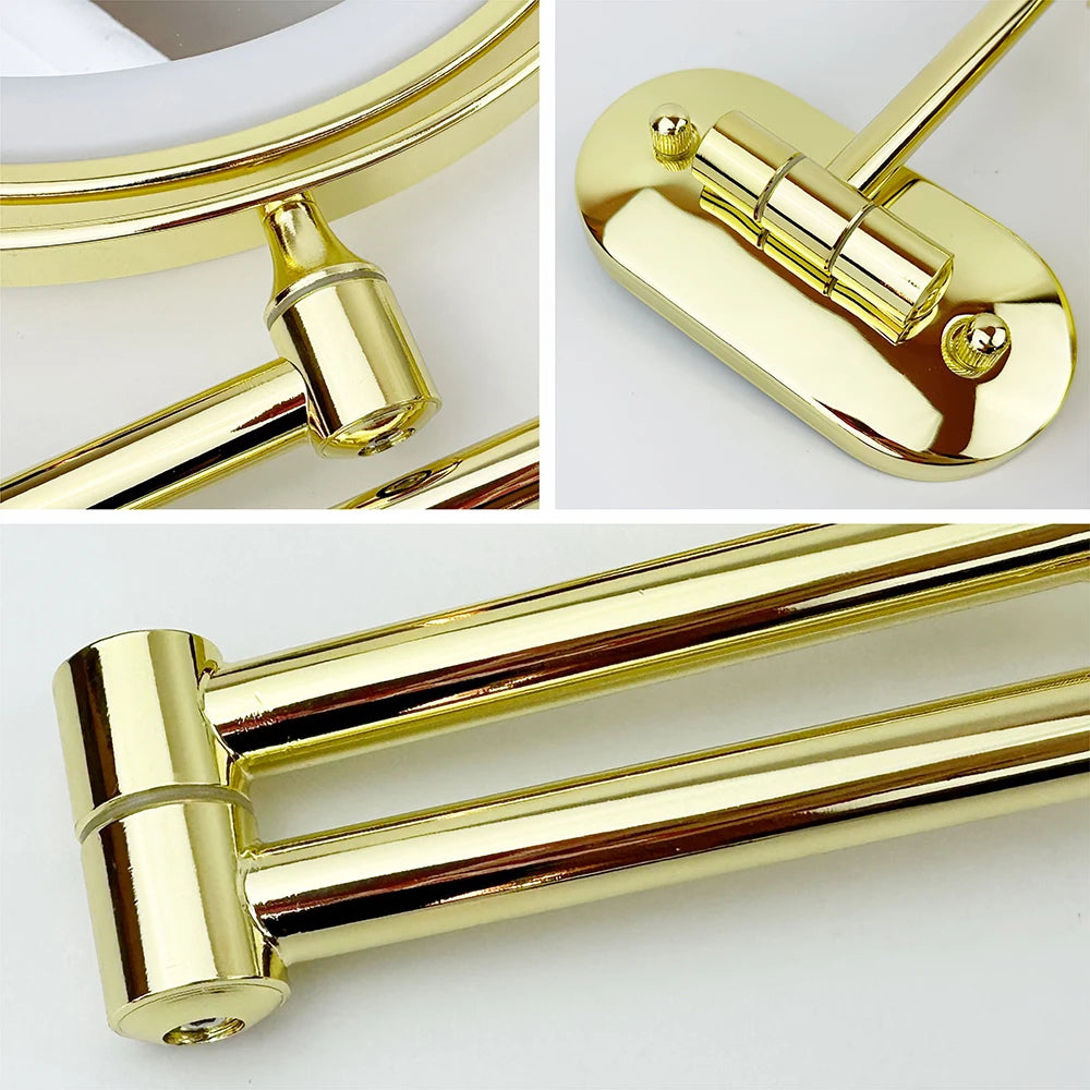 8 inch Makeup Mirror Matte Gold 3x/5x/7x/10x Magnifying Double Side USB Charging Bathroom 3 color light Cosmetic Mirrors
