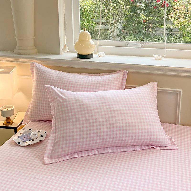 2pcs Set Pillowcase Envelope Style Plaid Couples Plain Ins 48x74cm Home Textile Household Bedroom Throw Pillow Case Pillow Cover