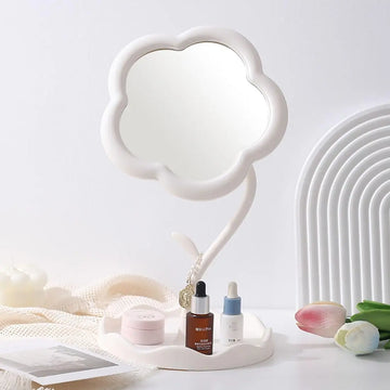 Flower-Shaped Makeup Mirror for Desk Vanity Mirror for Bedroom, Living Room and Minimal Spaces Room Decor Home Decorations