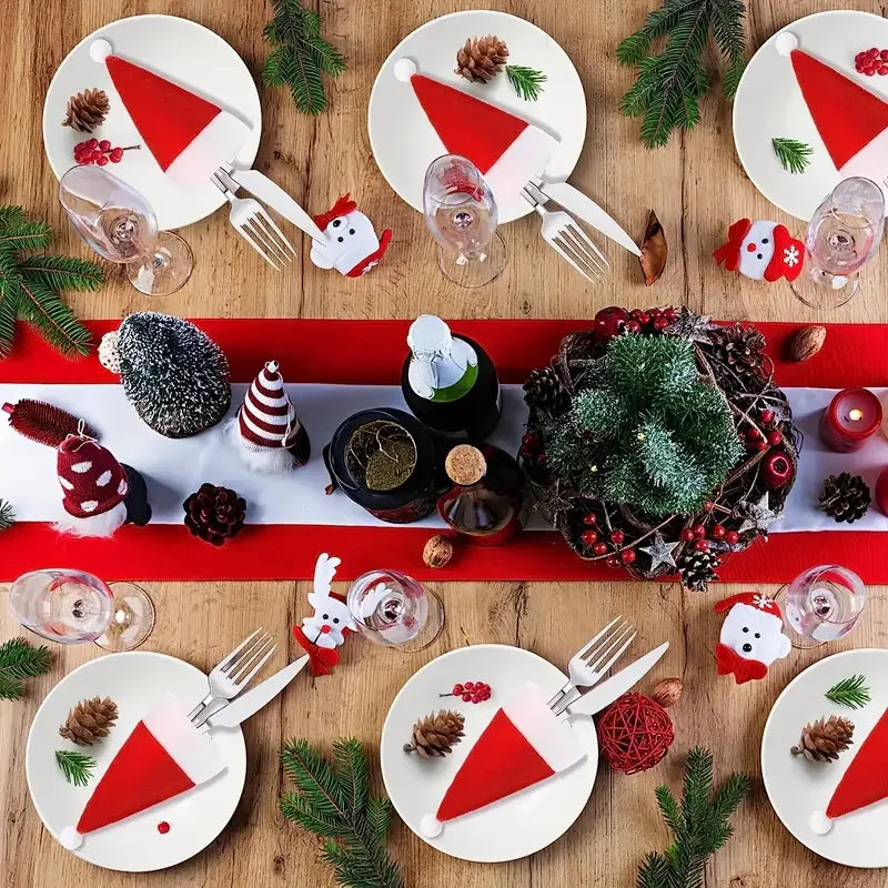 10-40PCS Christmas Hat Cutlery Dinner Fork Set Tableware Decoration for Hotel Restaurant Kitchen Bar Christmas Party Supplies