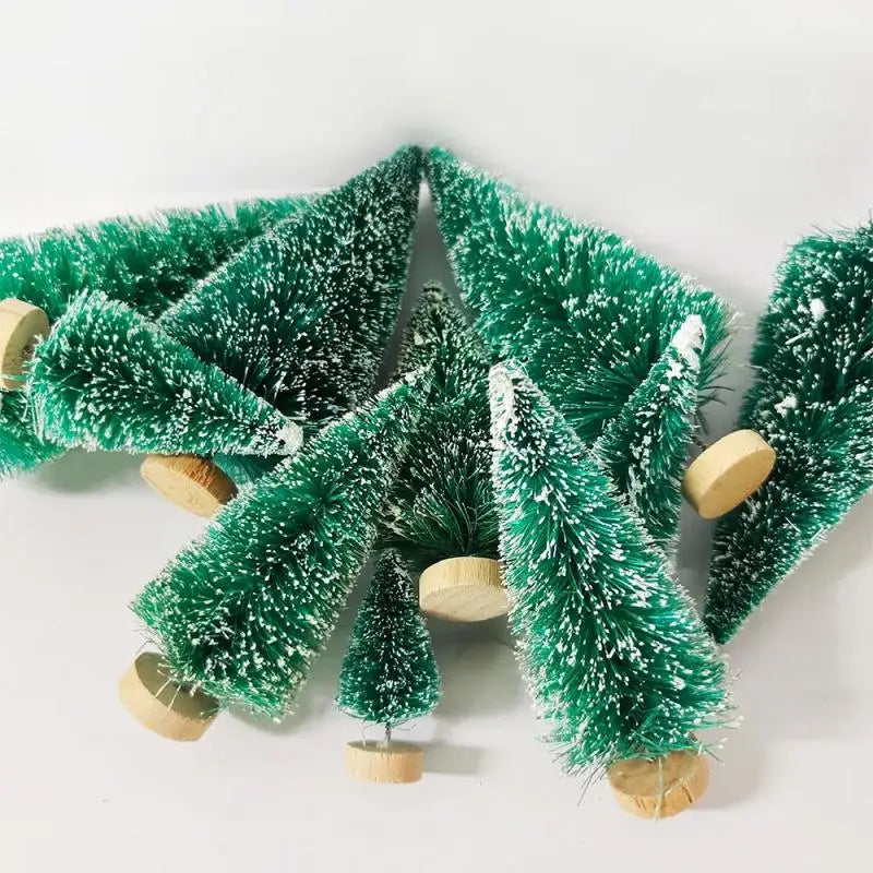 12PCS Set Mini Christmas Tree DIY Christmas Decorations 2023 Year Small Pine Tree Xmas Ornaments Navidad Gifts Christmas Decors