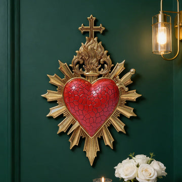 1PC, simple heart-shaped flame piercing arrow decorative pendant, resin material wall decoration